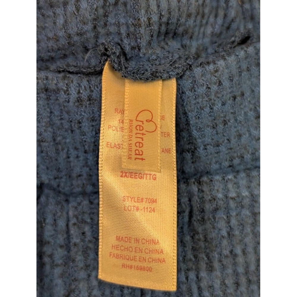 Retreat by Rhonda Shear Lounge Pants XXL Blue Ribbed Wide Leg Comfy New - Picture 3 of 4